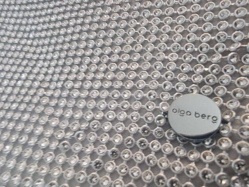 Olga Berg - Jessica Soft Crystal Mesh Croissant Bag Silver - Picture 8 of 17